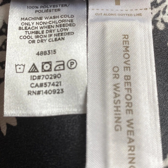 Loft Black Women's White Floral Print Long Sleeve V-Neck True Wrap Dress Size 10 - Picture 10 of 10